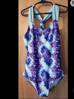 Girls Swimsuit By XHILERATION Purple & Blue & White. XS 4/5